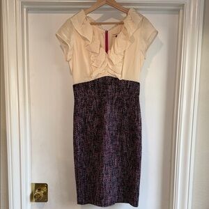 Rebecca Taylor Cream and Purple Dress Size 8